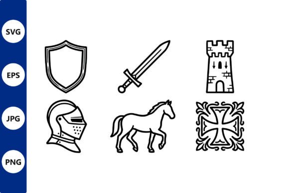 Download Medieval Line Art Set Shield Sword - Premium Resources