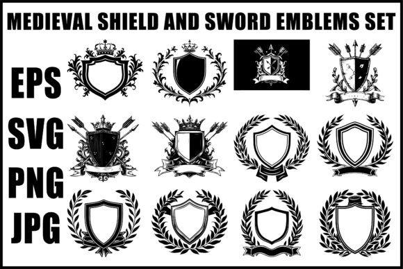 Download Medieval Shield Emblem SVG Set - Premium Resources